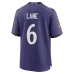 Джерси Baltimore Ravens Ja'Kobi Lane Nike Purple Team Game