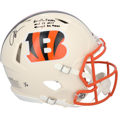 Chad Johnson Cincinnati Bengals Autographed Fanatics Authentic Riddell Retro Speed Authentic Helmet with 'Death, taxes and 85 will always be open' Inscription - Limited Edition #1/5