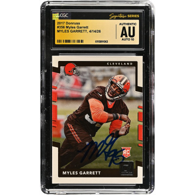 Карточка Myles Garrett Cleveland Browns Autographed 2017 Donruss #356 CGC Fanatics Witnessed Authenticated AUTO 10