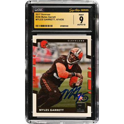 Карточка Myles Garrett Cleveland Browns Autographed 2017 Donruss #356 CGC Fanatics Witnessed Authenticated 9/10