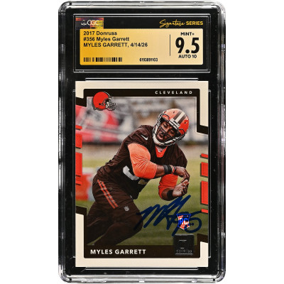 Карточка Myles Garrett Cleveland Browns Autographed 2017 Donruss #356 CGC Fanatics Witnessed Authenticated 9.5/10