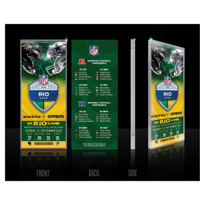 Baltimore Ravens vs. Dallas Cowboys Highland Mint Rio 2026 International Games Week Acrylic Ticket