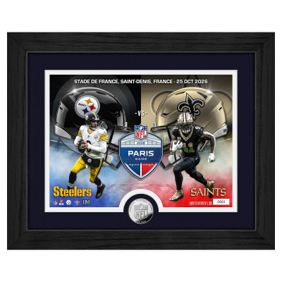 Монета Aaron Rodgers & Alvin Kamara Pittsburgh Steelers vs. New Orleans Saints Highland Mint Paris 2026 International Games Week 13 x 16 Silver