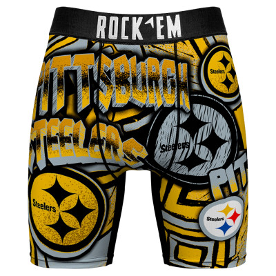 Боксеры Pittsburgh Steelers Rock Em Socks Black Sketched Out