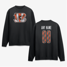 Именная свитшот Cincinnati Bengals Black Metallic Mascot Name & Number Именная свитшот Cincinnati Bengals Black Metallic Mascot Name & Number