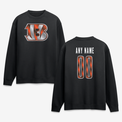 Именная свитшот Cincinnati Bengals Black Metallic Mascot Name & Number