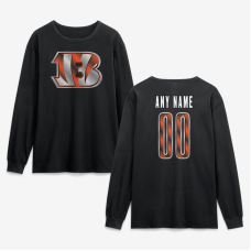 Именная футболка с длинным рукавом Cincinnati Bengals Black Metallic Mascot Name & Number Именная футболка с длинным рукавом Cincinnati Bengals Black Metallic Mascot Name & Number