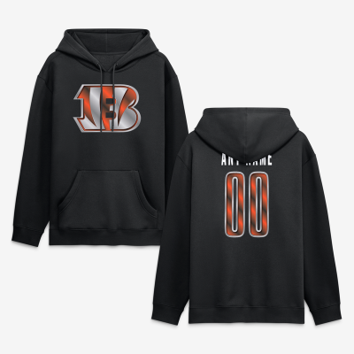 Именная толстовка Cincinnati Bengals Black Metallic Mascot Name & Number