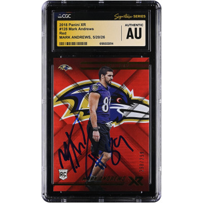Карточка Mark Andrews Baltimore Ravens Autographed 2018 Panini XR Red #128 #/299 CGC Fanatics Witnessed Authenticated
