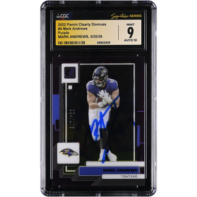 Карточка Mark Andrews Baltimore Ravens Autographed 2022 Panini Clearly Donruss Purple #4 #/175 CGC Fanatics Witnessed Authenticated 9/10
