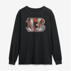 Футболка с длинным рукавом Cincinnati Bengals Black Metallic Mascot