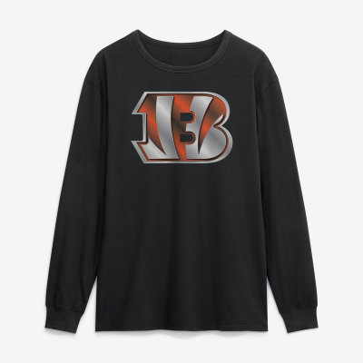 Футболка с длинным рукавом Cincinnati Bengals Black Metallic Mascot