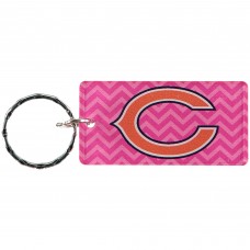 Chicago Bears Chevron Printed Acrylic Team Color Logo Keychain - Pink