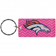 Denver Broncos Chevron Printed Acrylic Team Color Logo Keychain - Pink