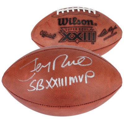 Autographed San Francisco 49ers Jerry Rice Fanatics Authentic Super Bowl XXIII Football with SB XXIII MVP Inscription