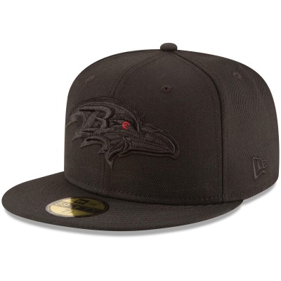 Бейсболка Baltimore Ravens New Era Black on Black 59FIFTY