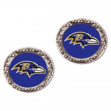 WoBaltimore Ravens WinCraft Round Post Earrings
