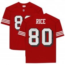 Autographed San Francisco 49ers Jerry Rice Fanatics Authentic Mitchell and Ness Red Replica Jersey