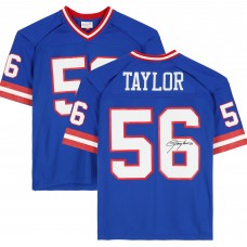 Autographed New York Giants Lawrence Taylor Fanatics Authentic Mitchell & Ness Blue Replica Jersey