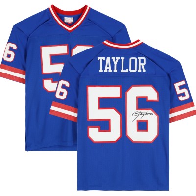 Autographed New York Giants Lawrence Taylor Fanatics Authentic Mitchell & Ness Blue Replica Jersey
