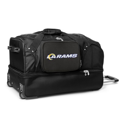 Los Angeles Rams MOJO Black 27 2-Wheel Drop Bottom Rolling Duffel Bag