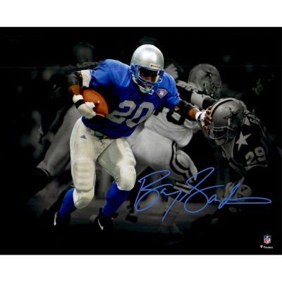 Autographed Detroit Lions Barry Sanders Fanatics Authentic 11 x 14 Throwback Jersey Spotlight Photograph