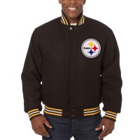Pittsburgh Steelers JH Design Black Embroidered Wool Jacket