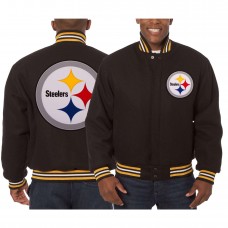 Куртка Pittsburgh Steelers JH Design Embroidered Wool - Black