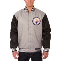 Pittsburgh Steelers JH Design Gray Poly Twill Jacket