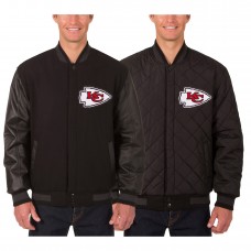 Куртка Kansas City Chiefs JH Design Wool & Leather Reversible with Embroidered Logos - Black