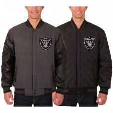 Куртка Las Vegas Raiders JH Design Wool & Leather Reversible Embroidered Logos - Charcoal