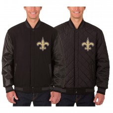 Куртка двусторонняя New Orleans Saints JH Design Wool & Leather - Black