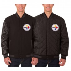 Куртка двусторонняя Pittsburgh Steelers JH Design Wool & Leather - Black