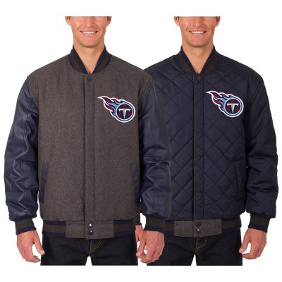 Куртка двусторонняя Tennessee Titans JH Design Wool & Leather - Charcoal