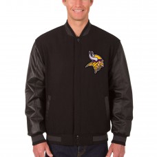 Куртка двусторонняя Minnesota Vikings JH Design Wool & Leather - Black
