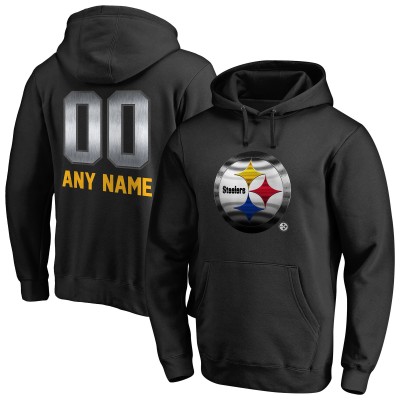 Pittsburgh Steelers Black Personalized Midnight Mascot Pullover Hoodie