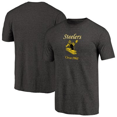 Футболка Pittsburgh Steelers Black Throwback Logo Tri-Blend