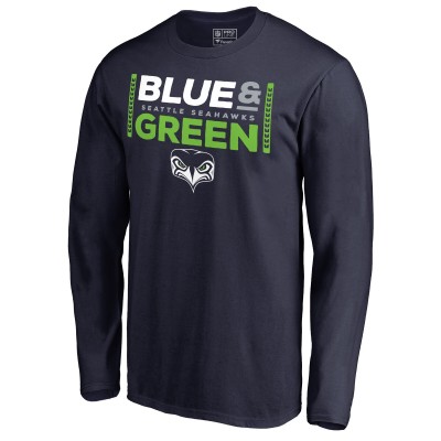Футболка с длинным рукавом Seattle Seahawks Alternate Team Logo Gear Blue & Green - College Navy