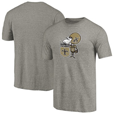 Футболка New Orleans Saints Throwback Logo Tri-Blend - Ash