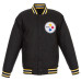 Куртка Pittsburgh Steelers JH Design Black Poly Twill Varsity Куртка Pittsburgh Steelers JH Design Black Poly Twill Varsity