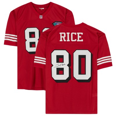 Autographed San Francisco 49ers Jerry Rice Fanatics Authentic Red Mitchell & Ness Authentic Jersey