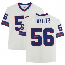Autographed New York Giants Lawrence Taylor Fanatics Authentic White Mitchell & Ness Replica Jersey