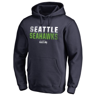 Seattle Seahawks College Navy Iconic Collection Fade Out Pullover Hoodie
