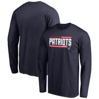 New England Patriots Navy Iconic Collection On Side Stripe Long Sleeve T-Shirt