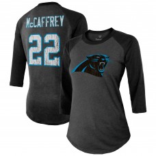 Футболка Christian McCaffrey Carolina Panthers Majestic Womens Player Name & Number Tri-Blend 3/4-Sleeve Raglan - Black