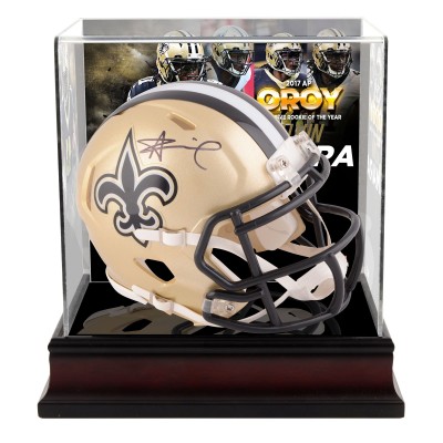 Autographed New Orleans Saints Alvin Kamara Fanatics Authentic Riddell Speed Mini Helmet with Deluxe 2017 Offensive Rookie of the Year Deluxe Mini Helmet Case