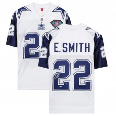 Игровая джерси Autographed Dallas Cowboys Emmitt Smith Fanatics Authentic White Mitchell & Ness Authentic 1995 Throwback Authentic