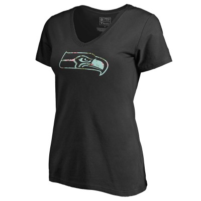Женская Seattle Seahawks Black Lovely V-Neck T-Shirt