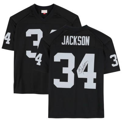Autographed Las Vegas Raiders Bo Jackson Fanatics Authentic Black Mitchell & Ness Replica Jersey