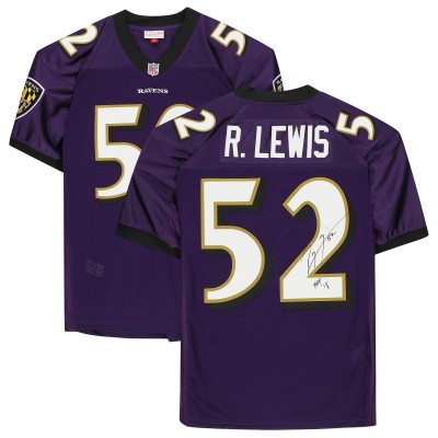 Игровая джерси Autographed Baltimore Ravens Ray Lewis Fanatics Authentic Purple Mitchell & Ness Authentic with HOF 18 Inscription